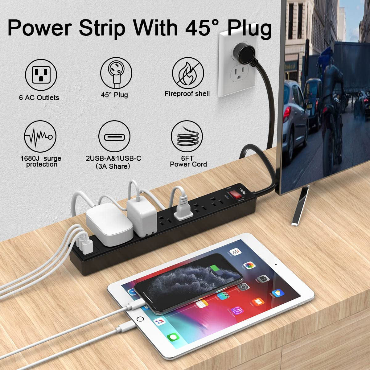  Power Strip Surge Protector 