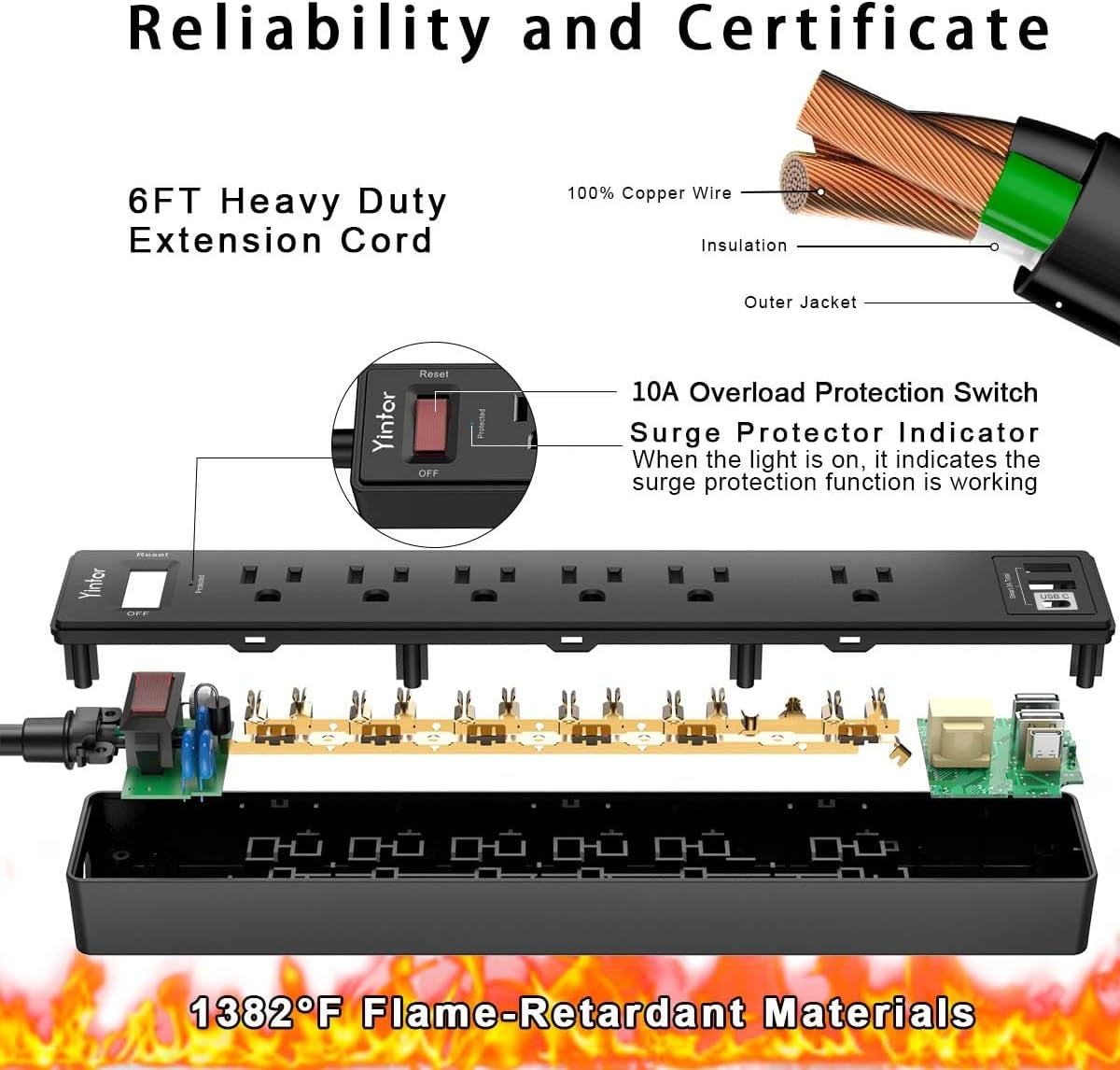  Power Strip Surge Protector 