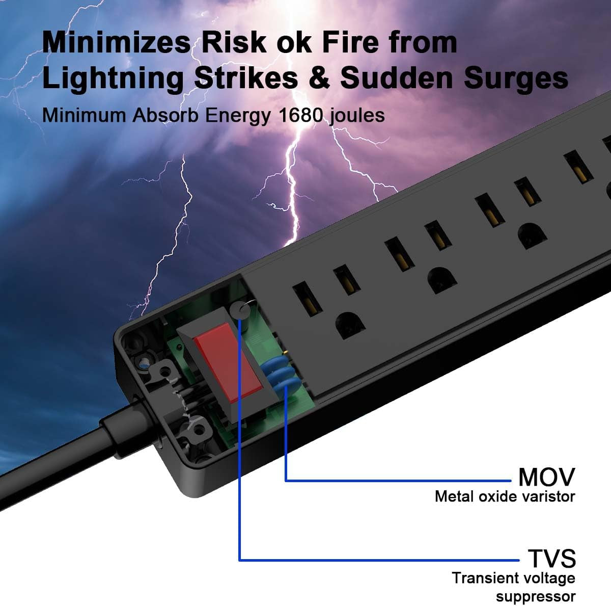  Power Strip Surge Protector 